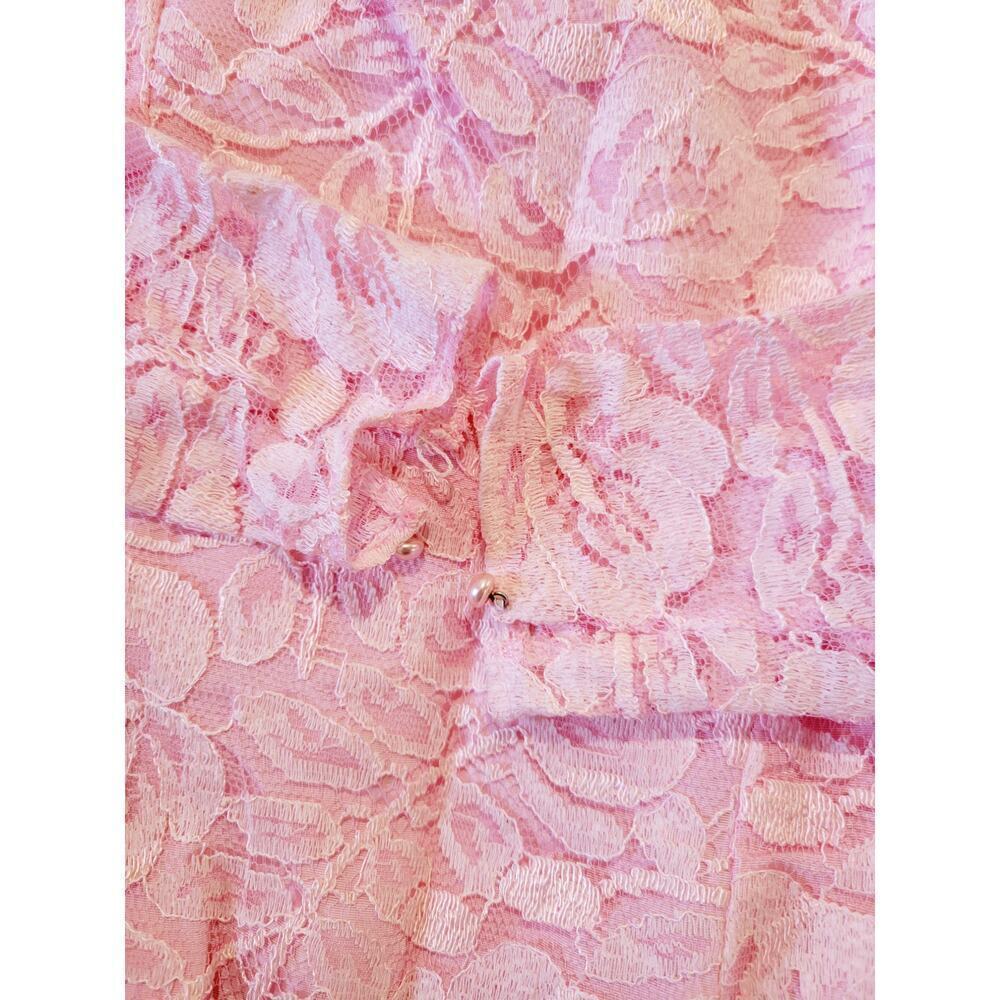 Roberta California Vintage Pink Lace Ruffle Bodycon Dress – Size 5/6 - Picture 11 of 14